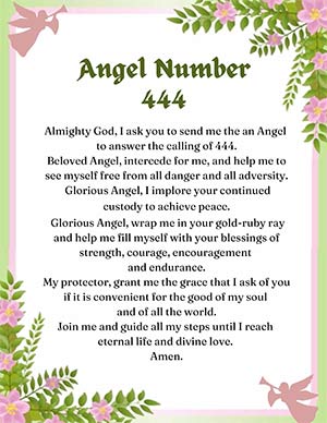 Angel Number 444 Printable Prayer