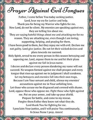 Printable Prayer against evil tongues